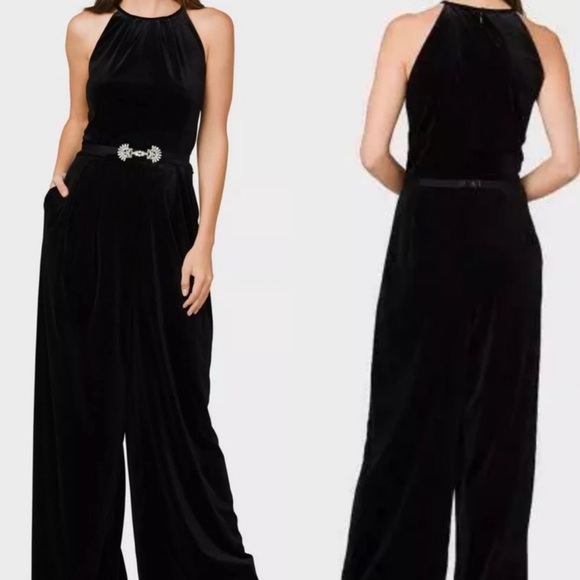 Carmen Marc Valvo Pants - Carmen Marc Valvo Luxe Velvet Jumpsuit